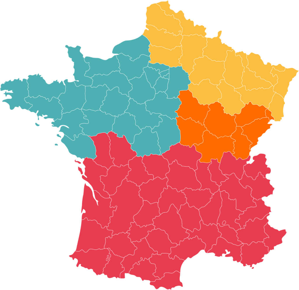 Carte découpage FORMAPI de France